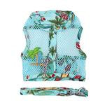 Dog Harness -Cool mesh pink hawaiian floral and surfboard blue