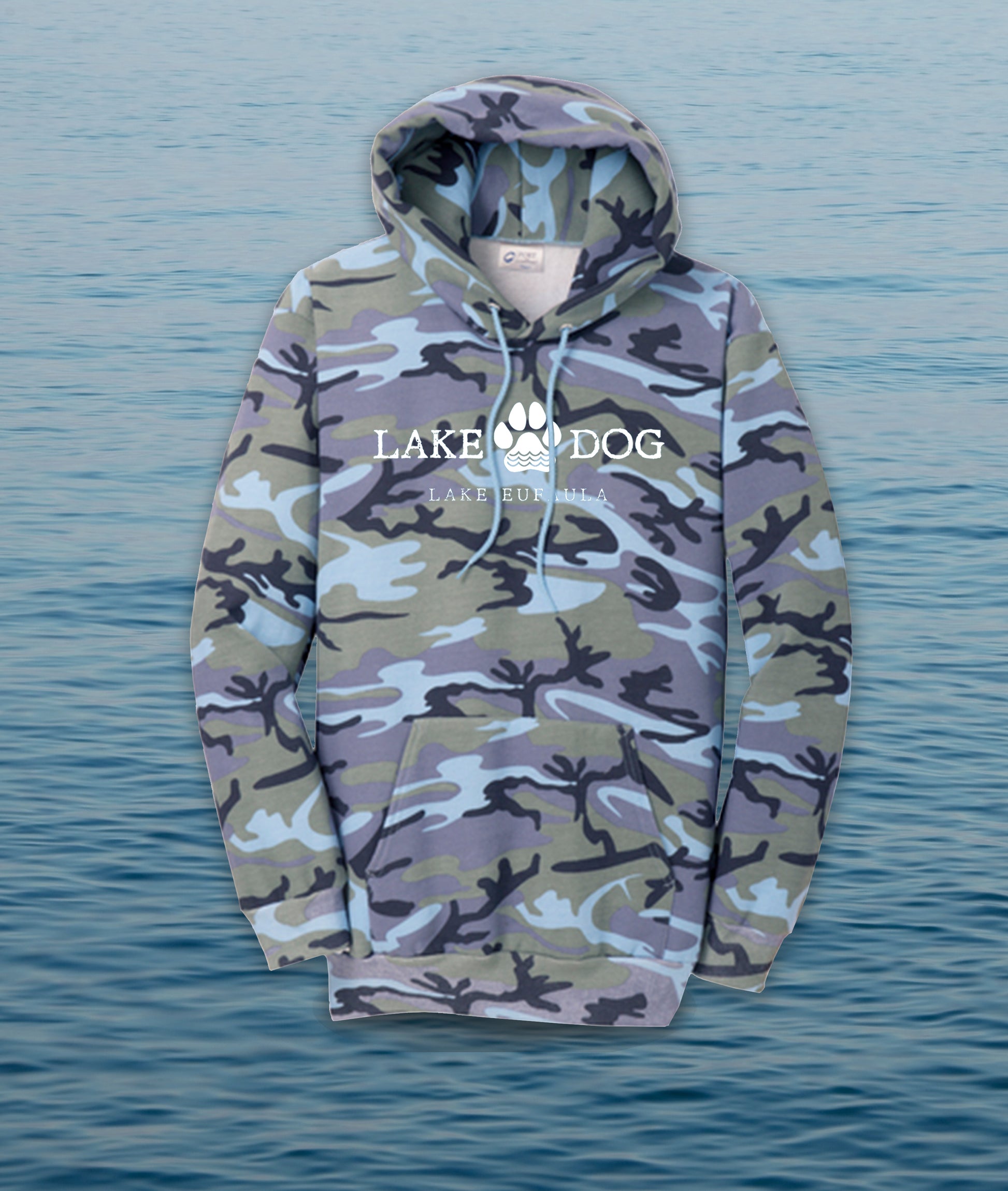 Lake Dog Hoodie, Camo Blue