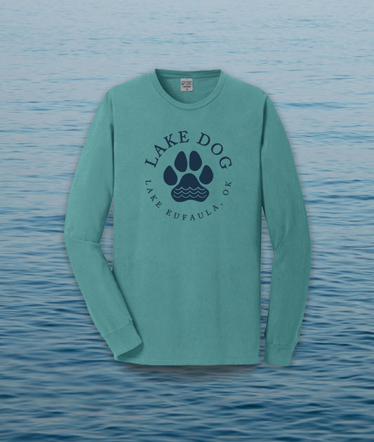 Lake Dog logo long sleeve shirt peacock blue / green