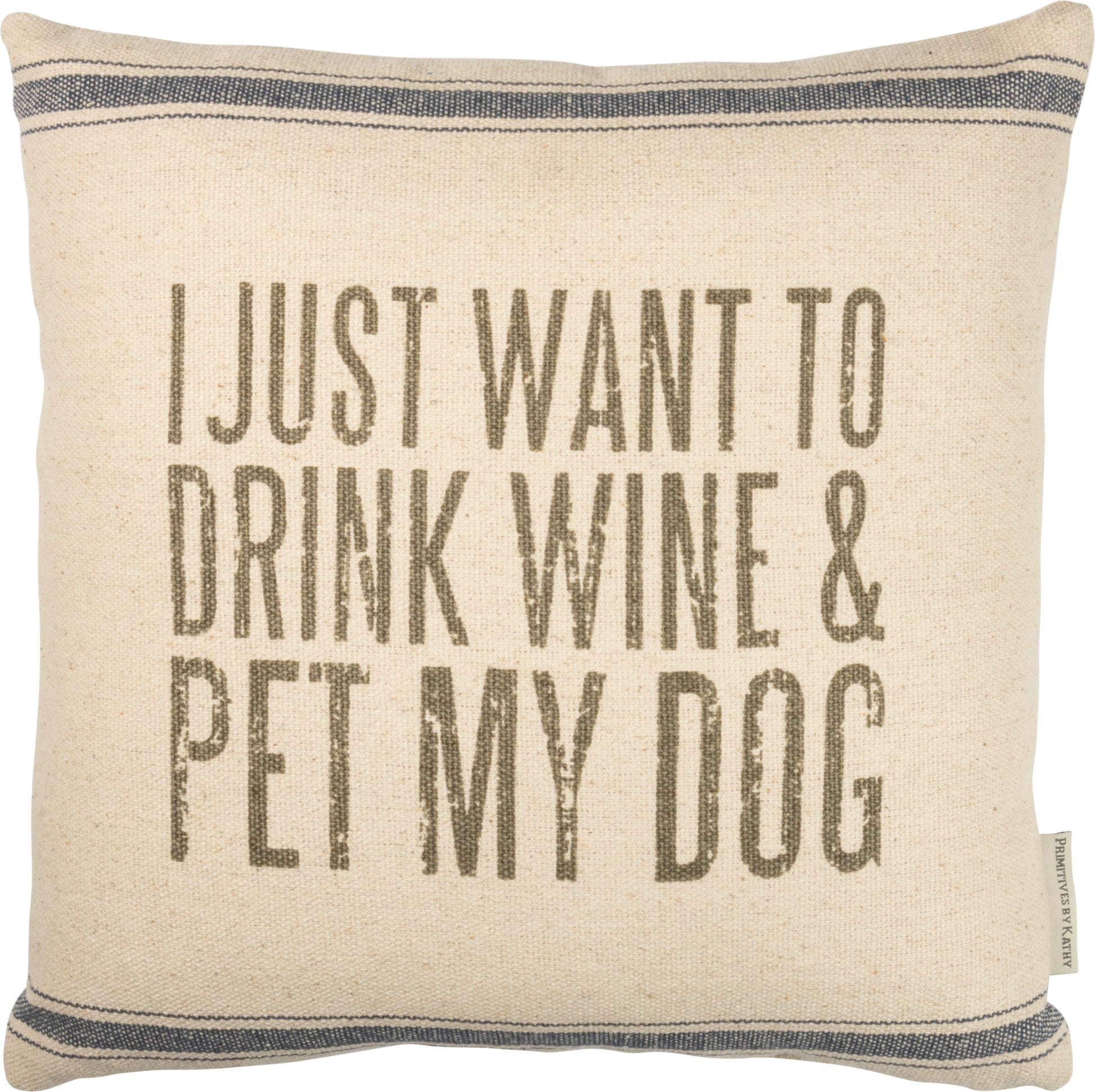 Pillow - I just want to drink wine & pet my dog - Lake Dog and their people