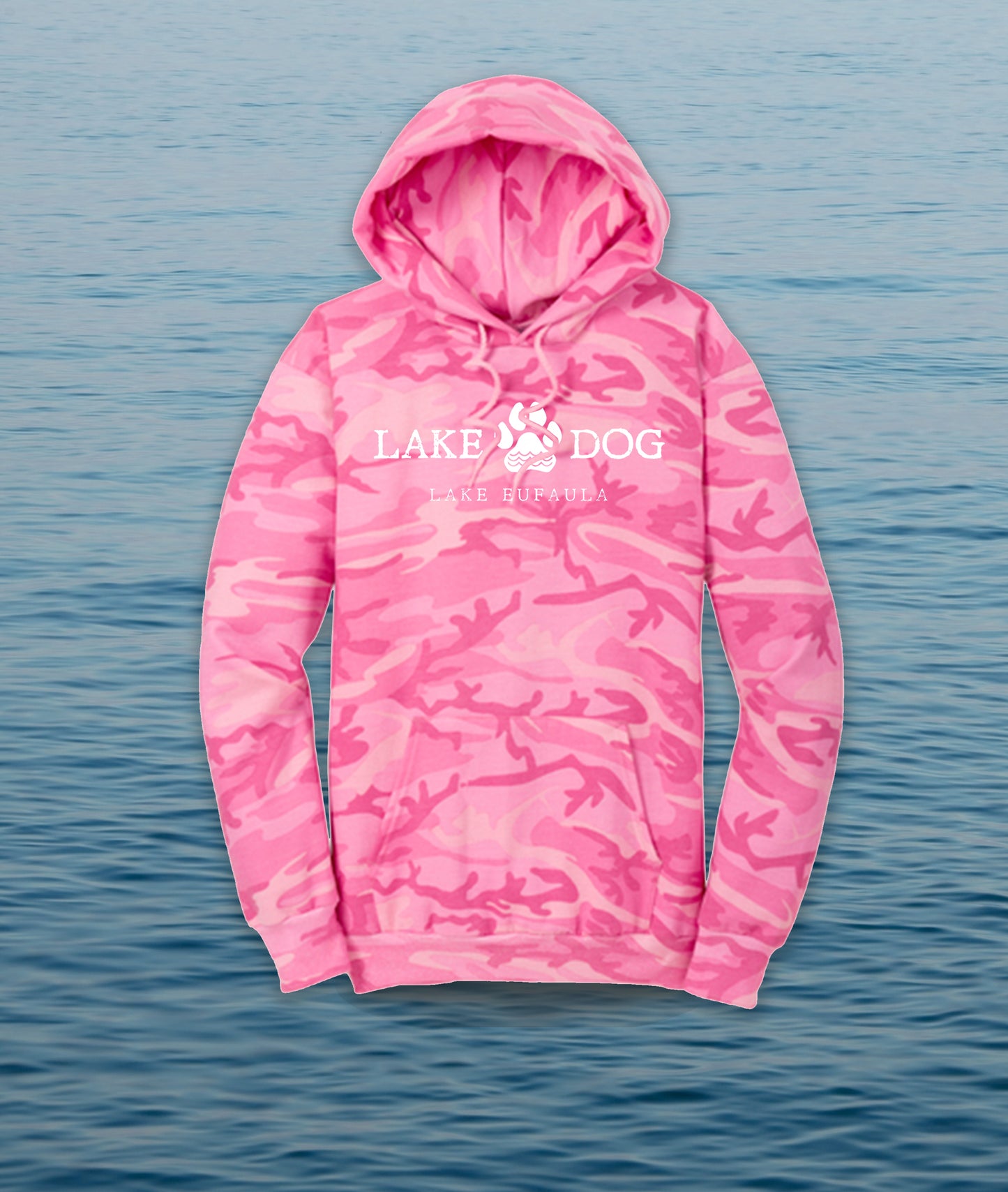 Lake Dog Hoodie, Camo Pink