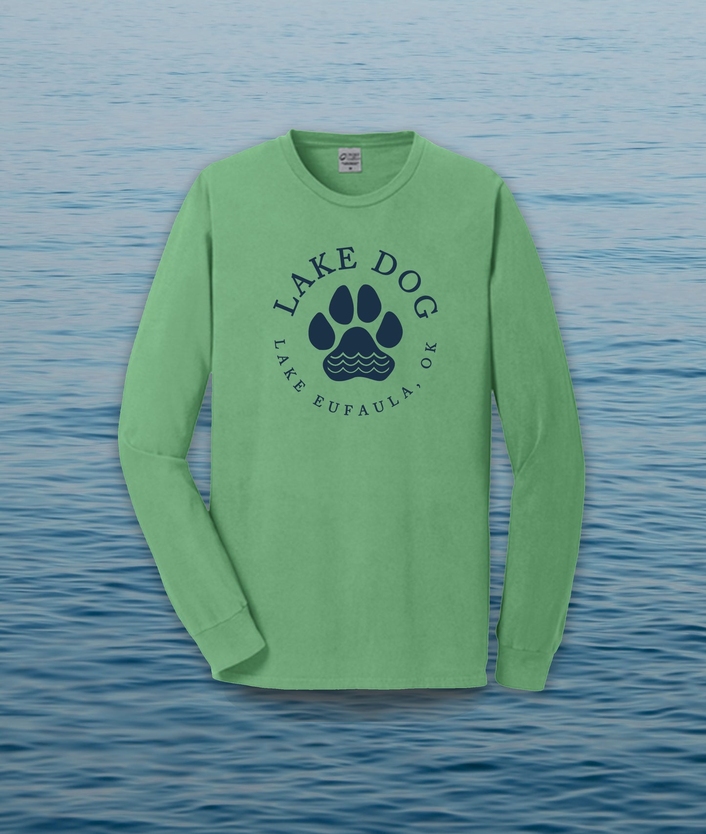 Lake Dog logo long sleeve shirt, safari green